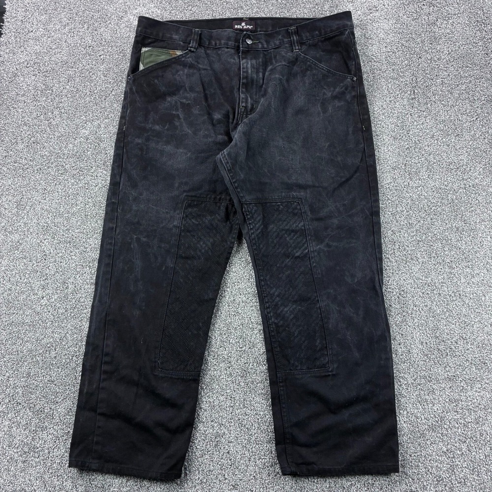 Vintage Y2K Red Ape Carpenter Jeans Mens 42 Black Denim Utility Pockets Patches‎